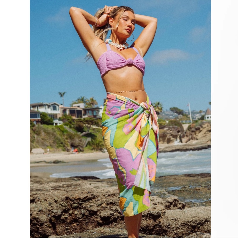 Show Me Your Mumu Bikini in Bright Lilac + Sarong in Summer Sorbet
